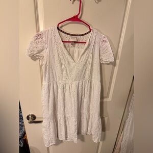 Knox Rose White Eyelet Dress with Floral Trim